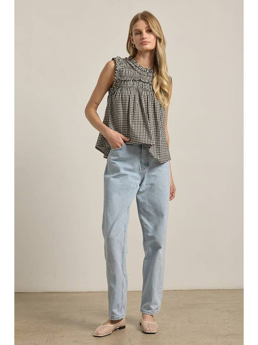 Gingham Ruffle Blouse