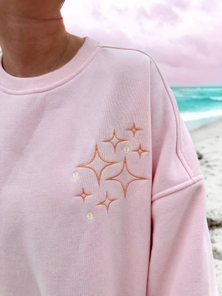 Sunkissed Coconut Sunset Rays Embroidered Sweatshirt