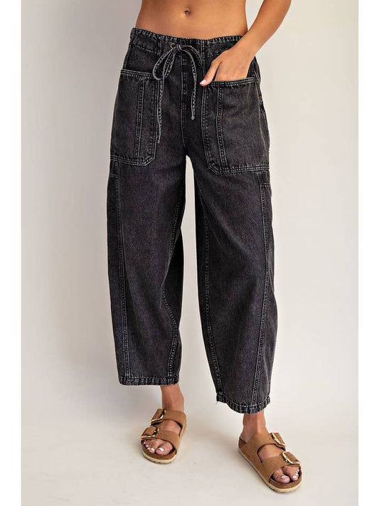 Drawstring Waist Cropped Pants