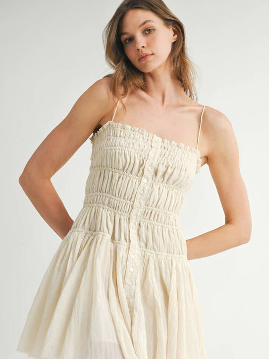 Endless Blu Cinched Ruffle Mini Dress