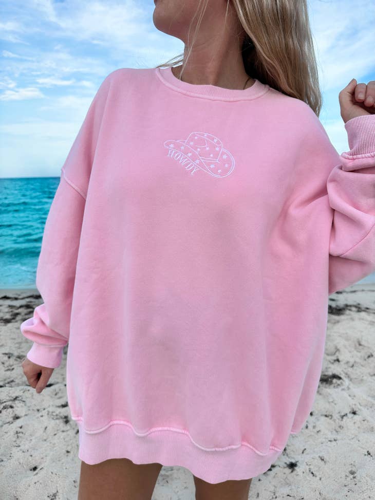 Sunkissed Coconut Howdy Embroidered Sweatshirt