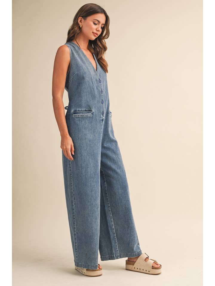 Klesis Sleeveless Denim Jumpsuit