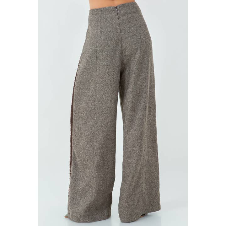 Herringbone Fray Hemmed Trousers