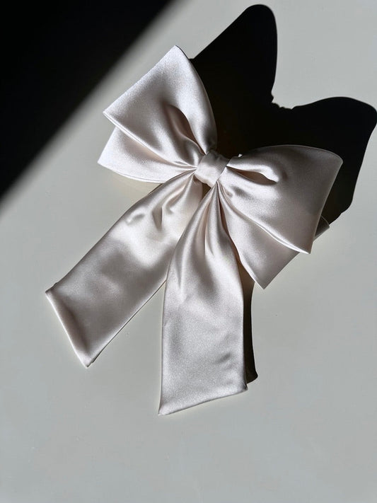 The Perfect Long Satin Hair Bow Barrette