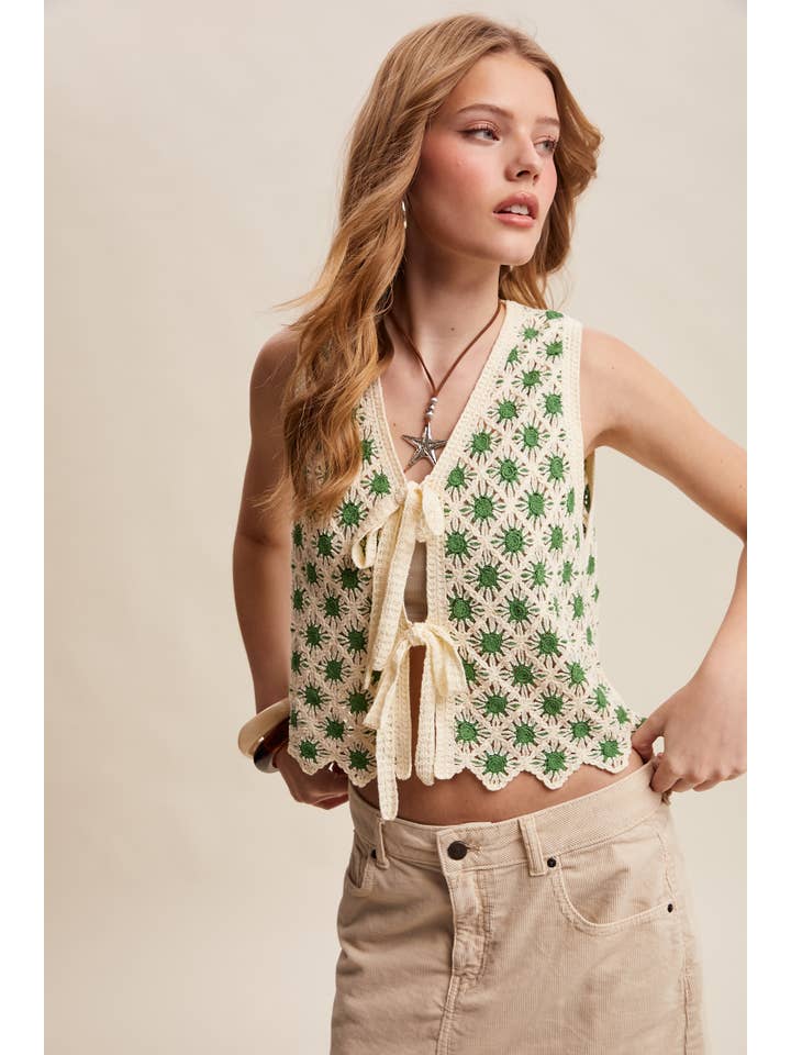 Listicle Daisy Crochet Vest