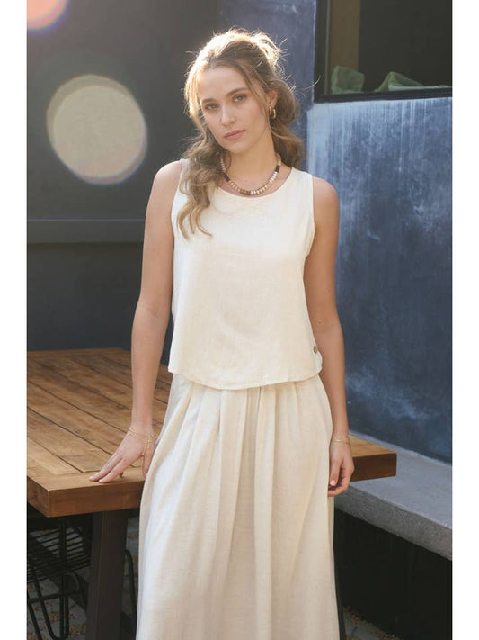 Blu Pepper Side Button Linen Top