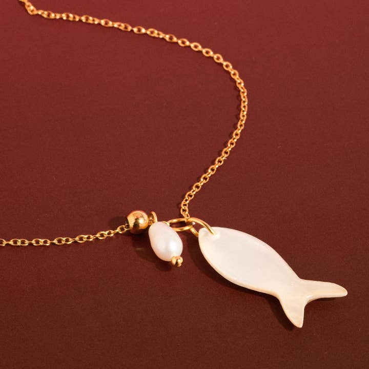 Coquette White Fish Necklace