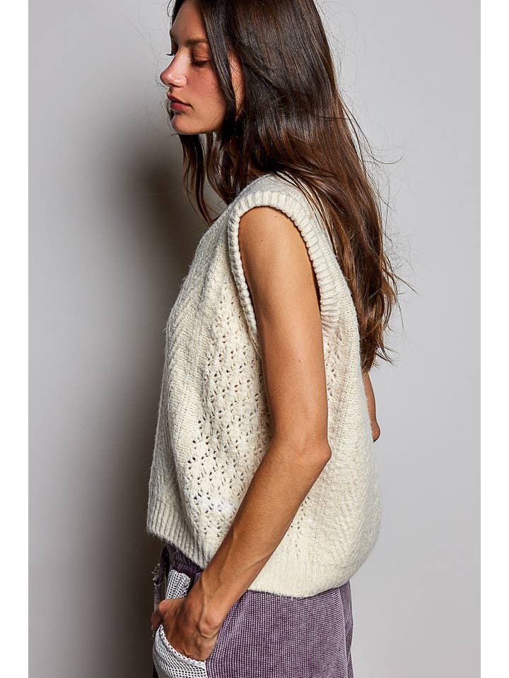 POL Cable Knit Scoop Neck Sweater