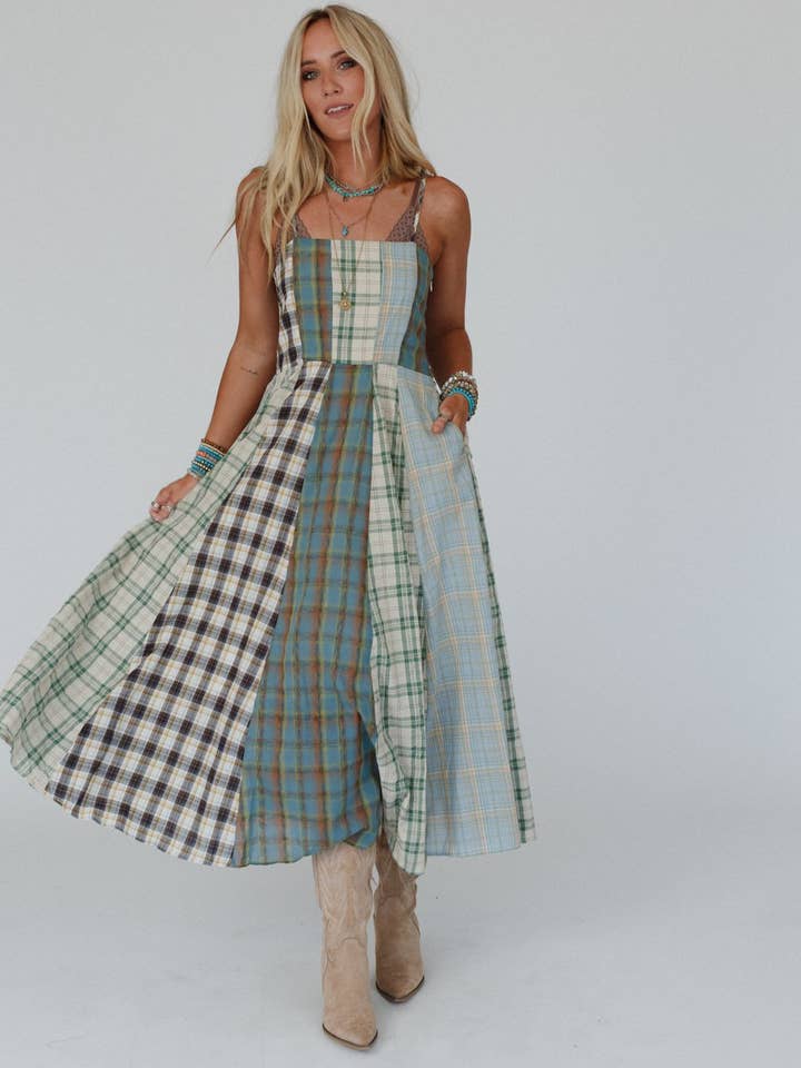 Three Bird Nest Western Charm Checkered Dress