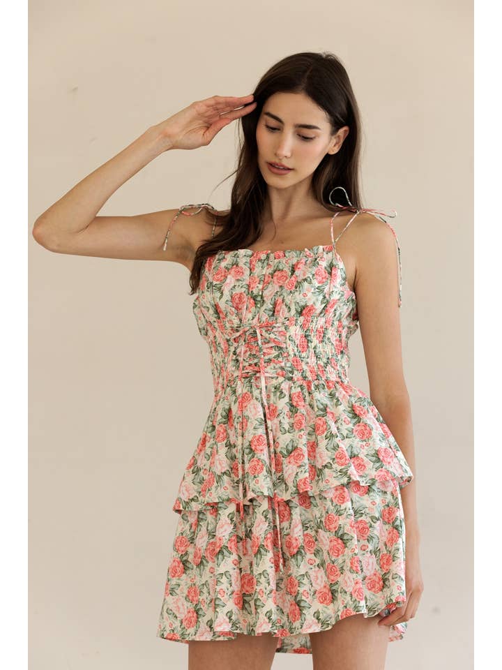 Storia Floral Smocked Mini Dress