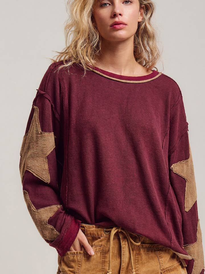 Urban Daizy Star Patch Slouchy Knit Top