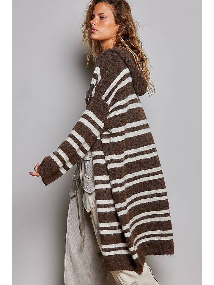 POL Striped Longline Cardigan