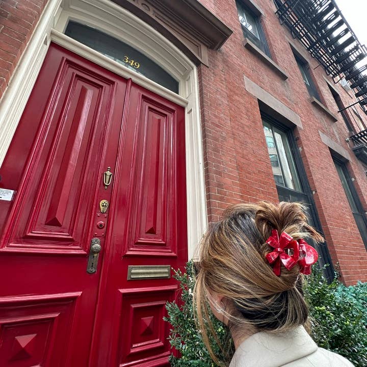 Red Bow Acetate Holiday Hair Clip