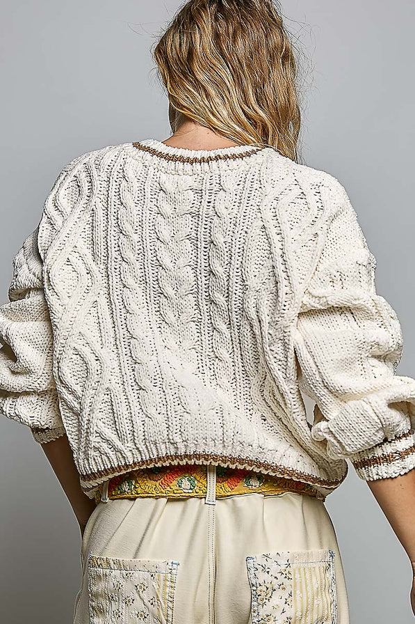 POL Cable Knit Crewneck