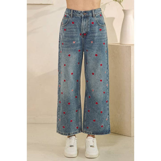 Oli & Hali Heart Embroidered Boyfriend Jeans