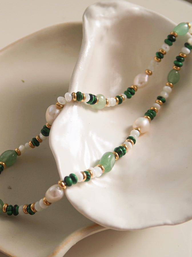 Bohemian Rose Pearl & Bead Necklace