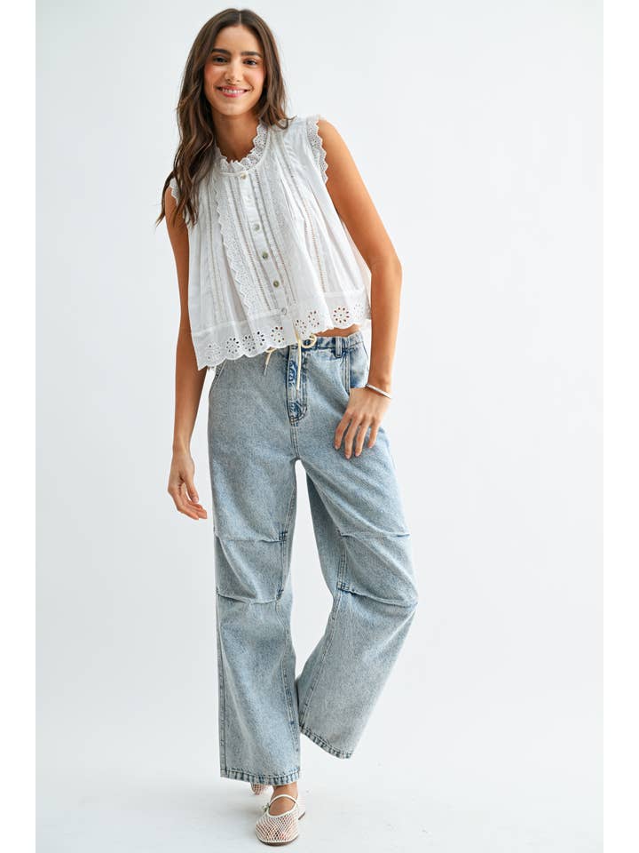Camellia Sleeveless Cotton Blouse