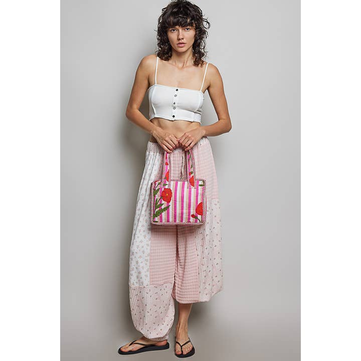POL Mini Quilted Fabric Cube Bag