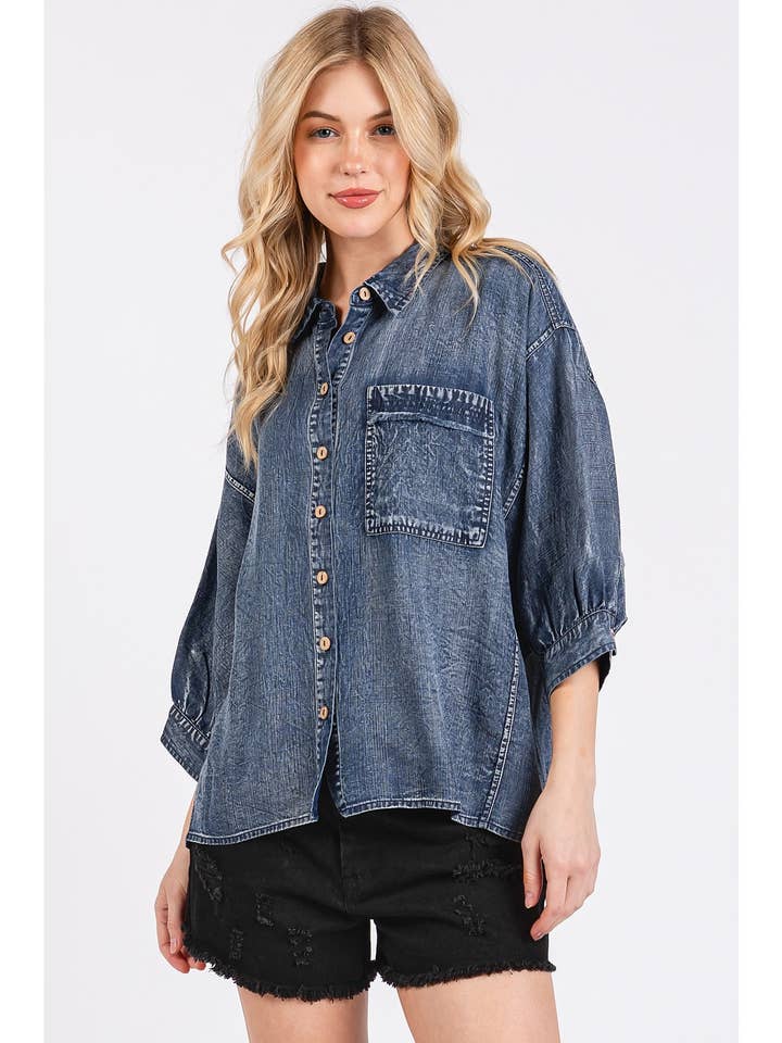 Washed Tencel Dolman Sleeve Shirt