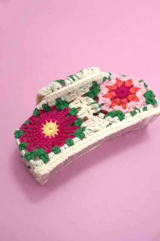 Jumbo Floral Crochet Claw Clip