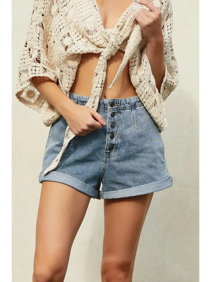 Mustard Seed Roll Up Denim Shorts