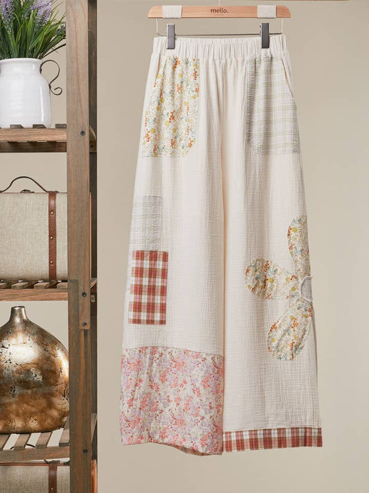 Boho Patchwork Wide Leg Pants