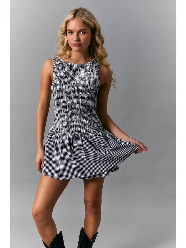 Le Lis Smocked Bodice Gingham Dress