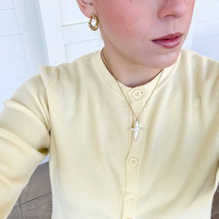 Heavenly Pearl Cross Necklace