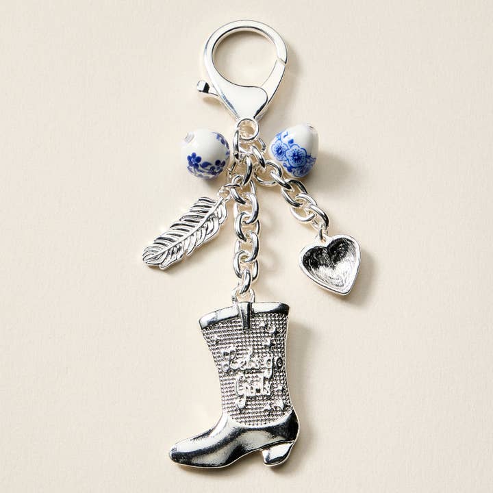 Western Cowgirl Boot Keychain