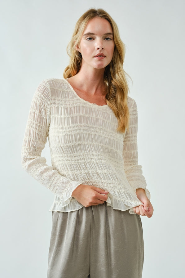 Aaron & Amber Lace Smocked Top