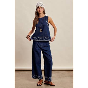 Listicle Embroidered Denim Set