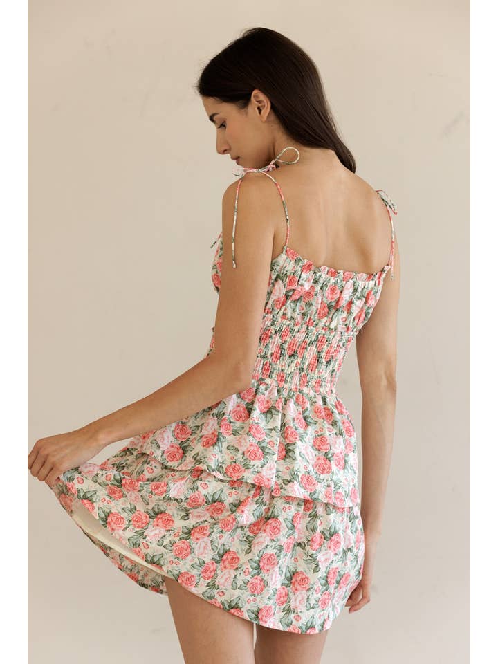 Storia Floral Smocked Mini Dress