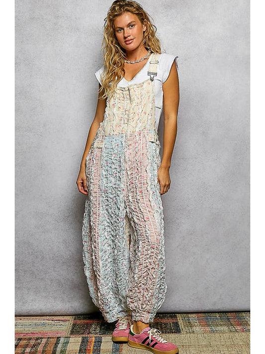 POL Floral Front Zip Overalls
