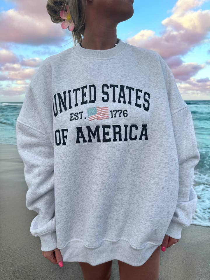 Sunkissed Coconut USA Embroidered Sweatshirt