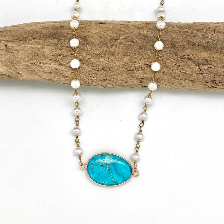 Turquoise Jasper Pearl Chain