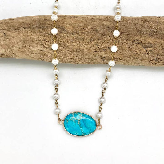 Turquoise Jasper Pearl Chain