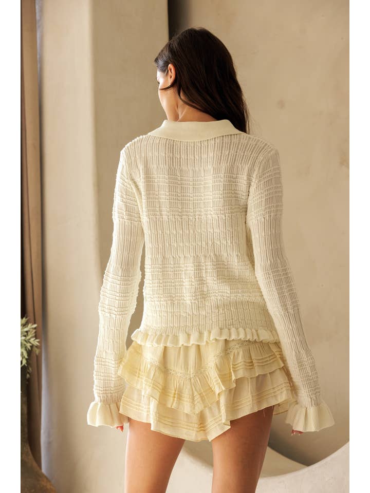 Storia Textured Ruffle Cardigan