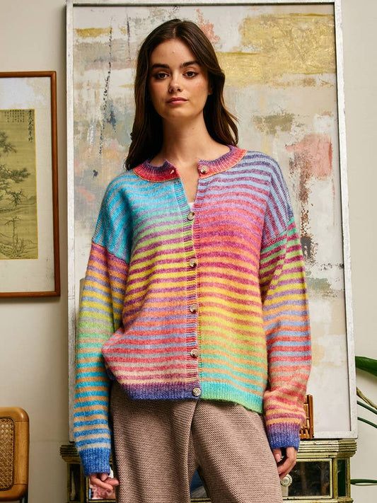 Bucketlist Space Dye Button Down Cardigan