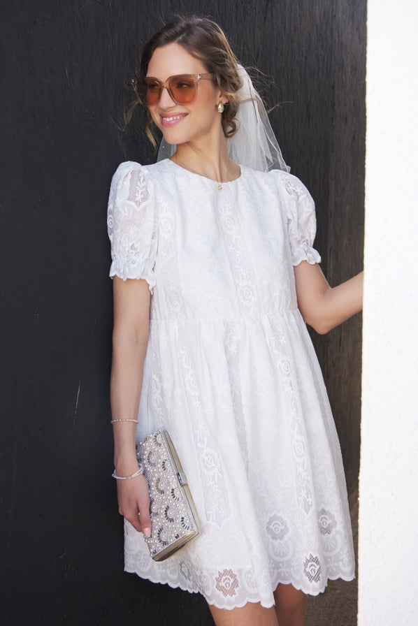 In February Floral Embroidered Babydoll Dress