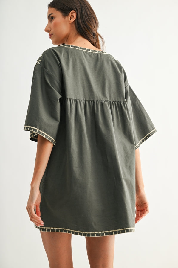 Camelia Embroidered Shift Dress