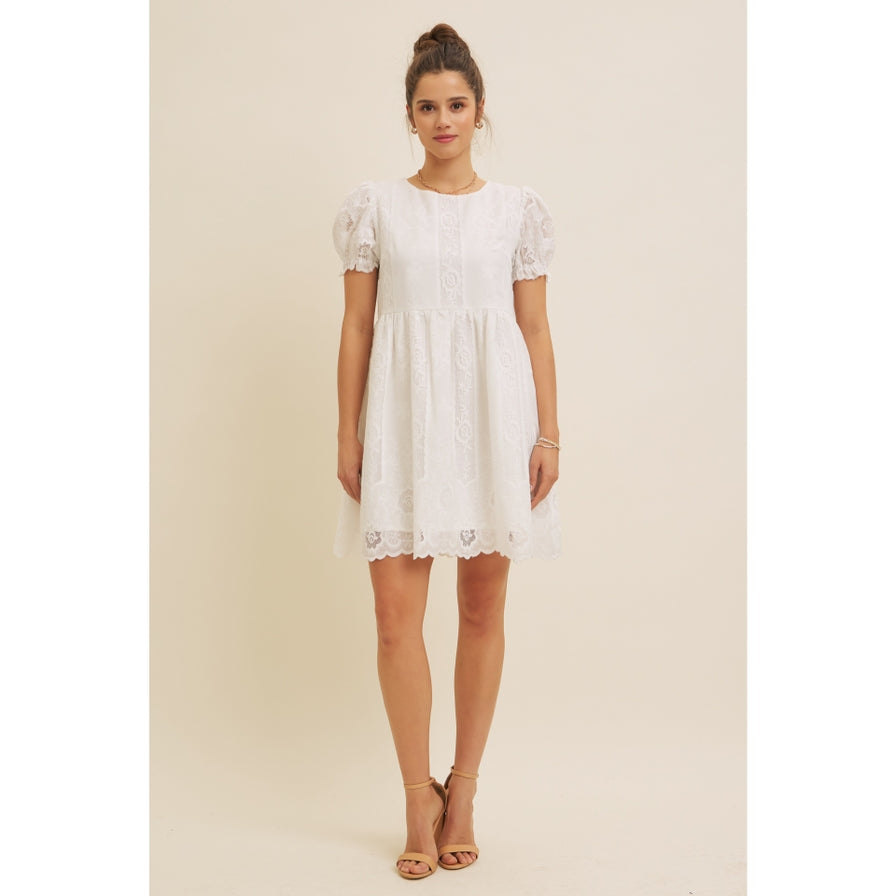 In February Floral Embroidered Babydoll Dress