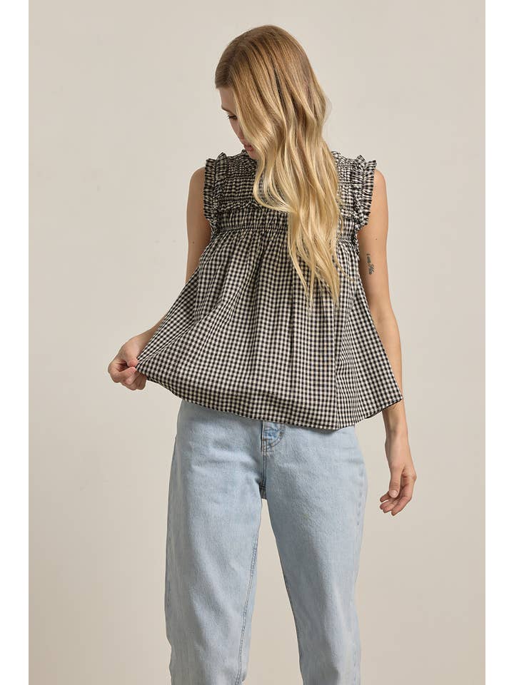 Gingham Ruffle Blouse