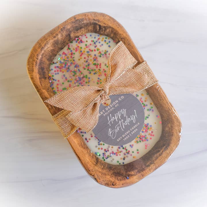Happy Birthday 3 Wick Dough Bowl Candle