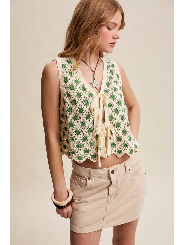 Listicle Daisy Crochet Vest