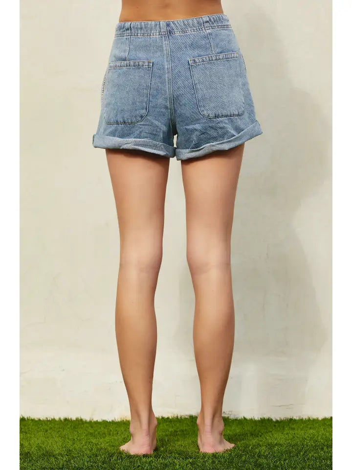 Mustard Seed Roll Up Denim Shorts