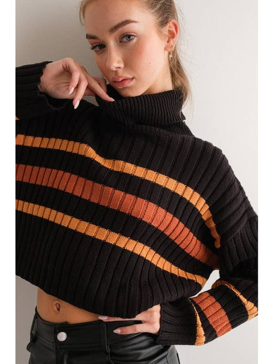 Papermoon Elena Striped Turtleneck Sweater