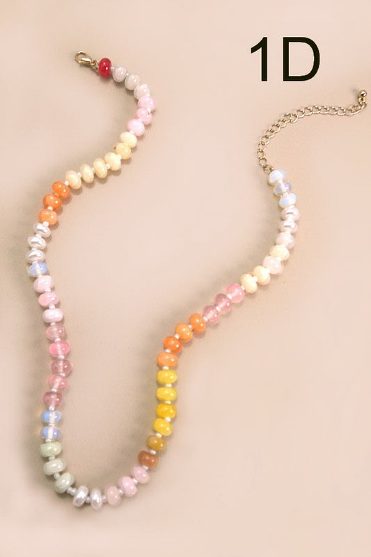 Natural Agate Glass Bead Necklace - Sunset