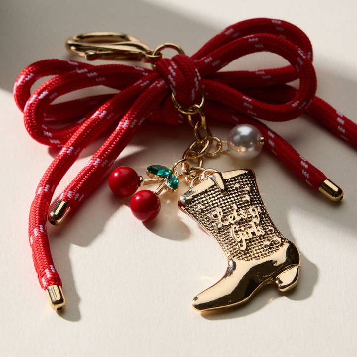 Cherry Western Boots Keychain