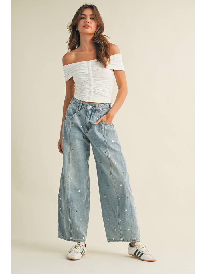 Klesis Studded Barrel Jeans