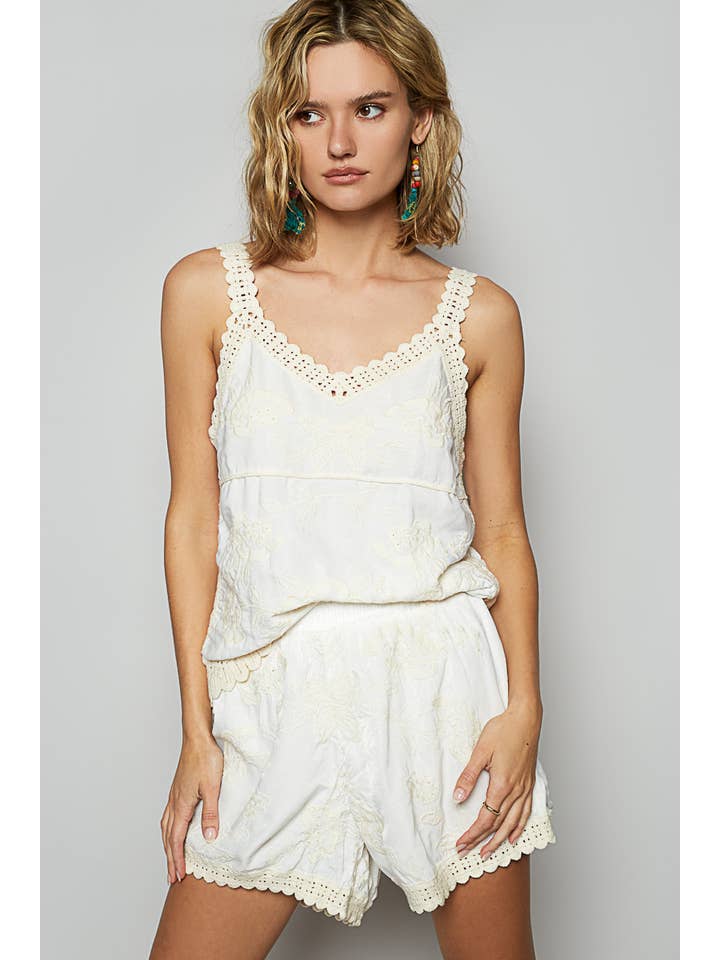 POL Crochet Floral Shorts